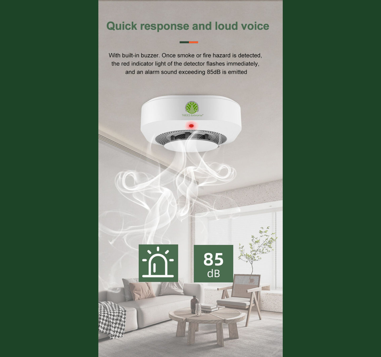 T441R WIRELESS PHOTOELECTRIC SMOKE DETECTOR - 433MHZ | STAND ALONE | BATTERY-POWERED