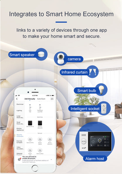 T5107 SMART WIFI + 2G/4G TOUCHSCREEN HOME WIRELESS SECURITY ALARM SYSTEM