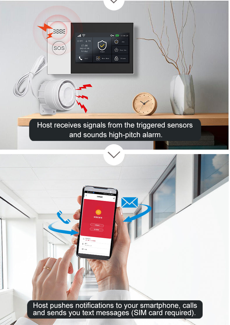 T5107 SMART WIFI + 2G/4G TOUCHSCREEN HOME WIRELESS SECURITY ALARM SYSTEM